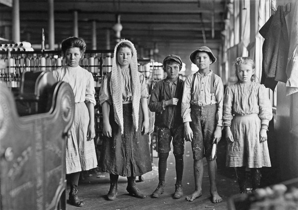 Lewis Hine - Spinners and doffers in Lancaster Cotton Mills. Dozens of them in this mill, 1908